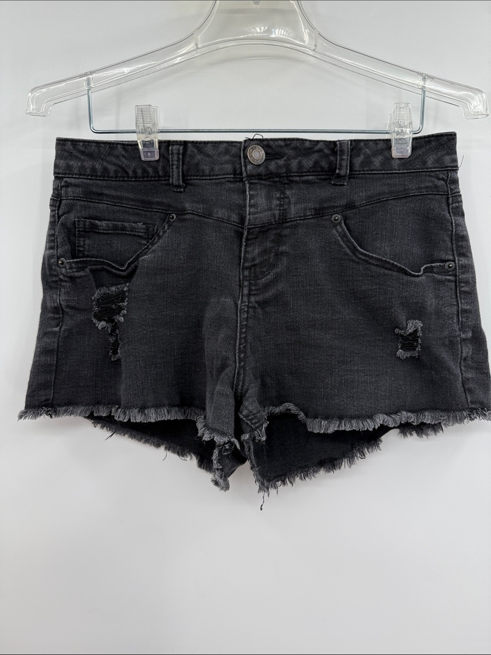 Mudd Distressed Black Denim Cut Off Style Shorts Size 13